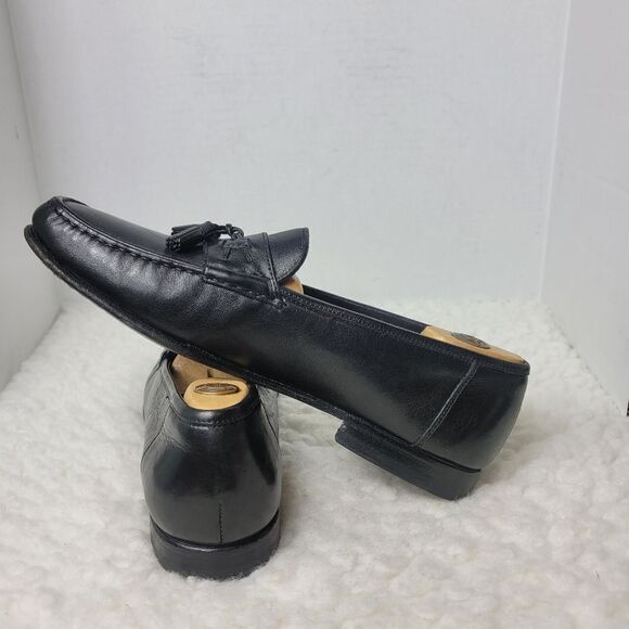 Santoni Men\'s Loafer Shoes Size 10 D Black Leather Round Toe Tassel Dress Shoes main image 9